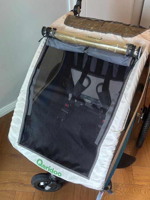 Qeridoo Kidgoo 2 remorca bicicleta carucior 2 copii impecabil