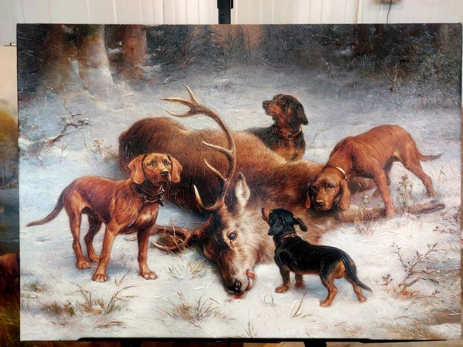 Картини на ловна тематика  елени глигани -ЛОВ