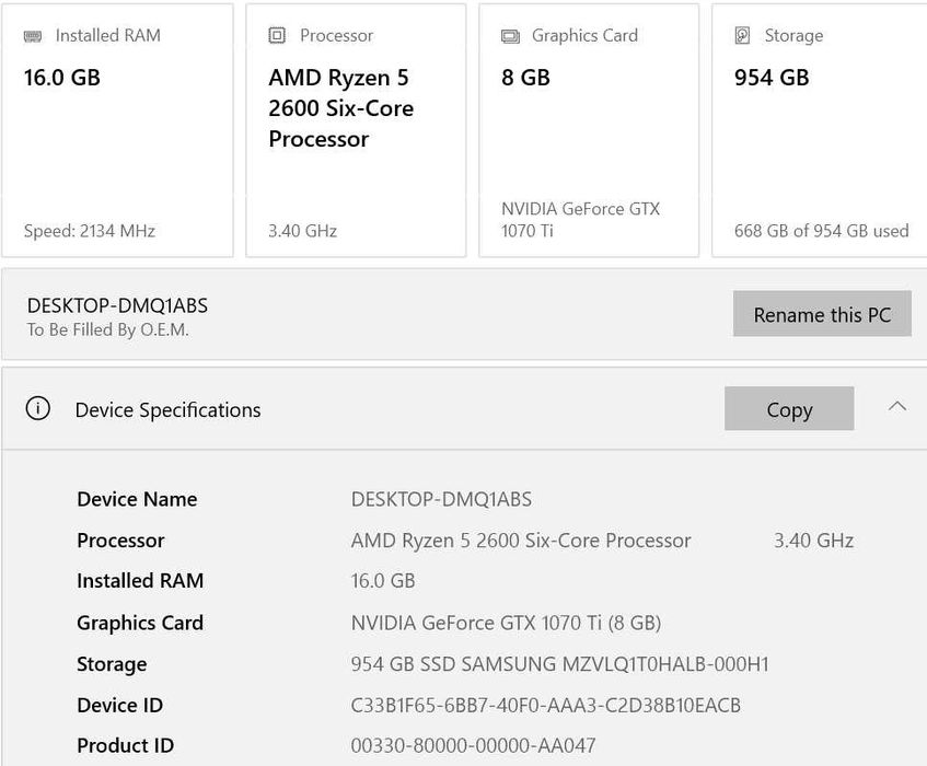 Продавам геймърски / работен компютър NVIDIA GeForce GTX 1070 Ti