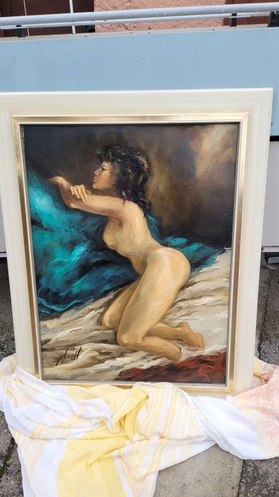 Tablou,pictură pe pânză,semnată,nud