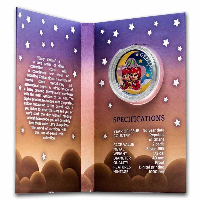 СРЕБРО 1/2 OZ 999 ЦВЕТНИ - Бейби Зодиак, Зодия