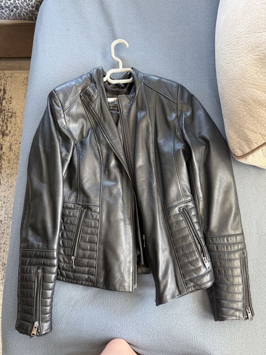 Черно кожено яке от естествена агнешка кожа