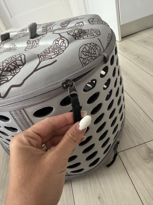 Geanta gri de transport pentru caini si pisici