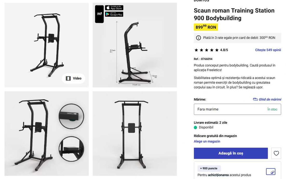 Scaun roman Training Station 900 Bodybuilding DECATHLON