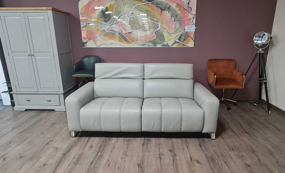 Сив кожен диван тройка "Marvella"