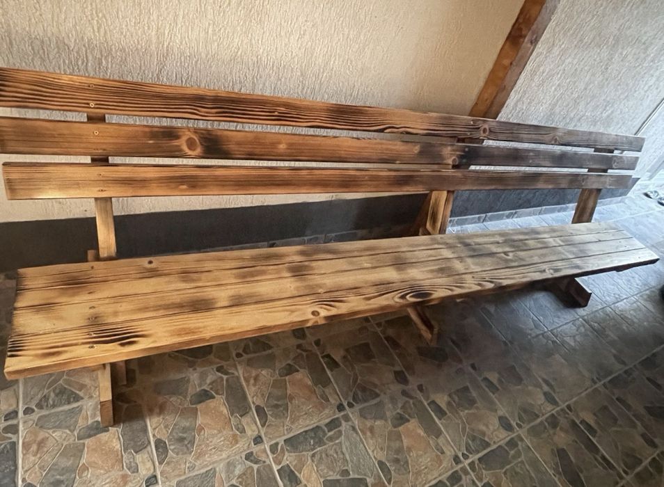 Set rustic lemn masiv brad masa + 2 scaune + 2 banci 3500 ron negociabil