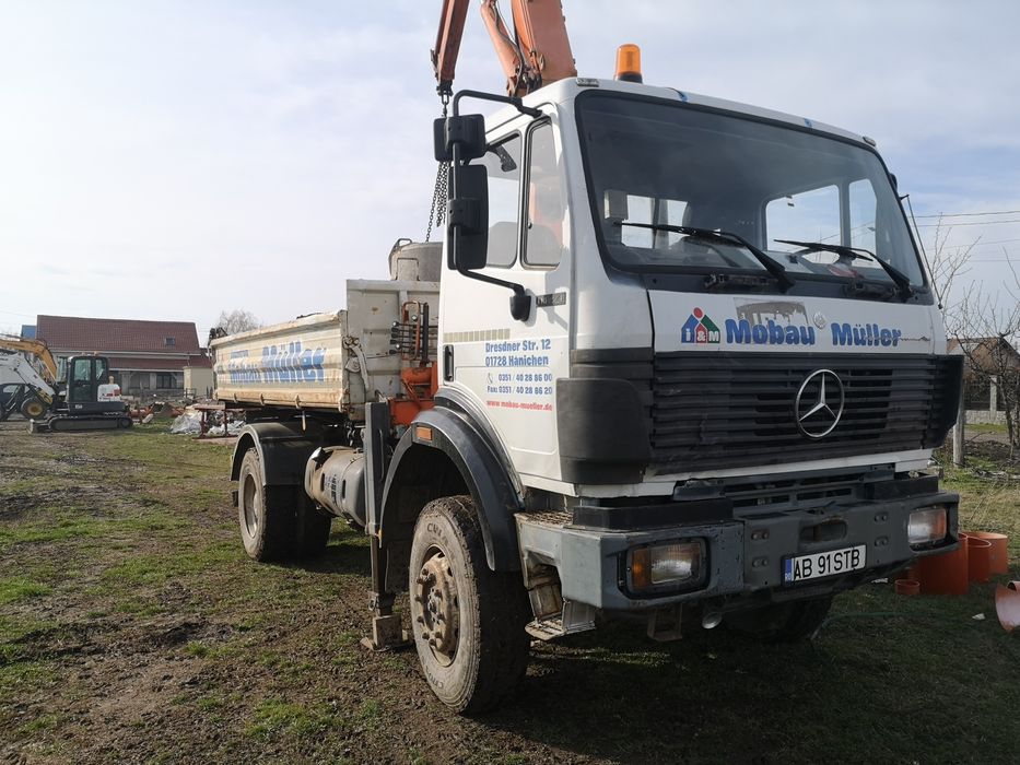 Mercedes 1824 4x4  basculabil cu macara