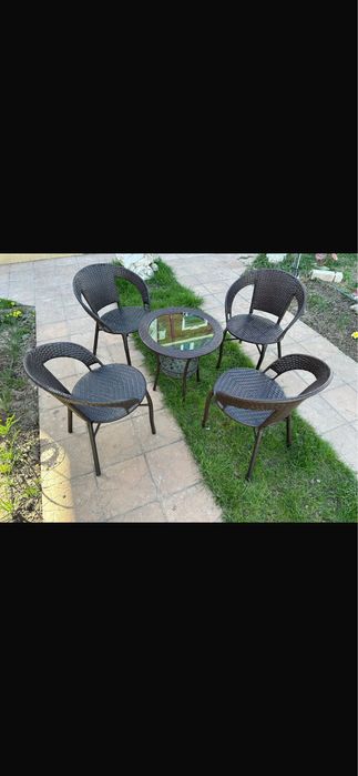 Vand set ratan masa + 4 scaune