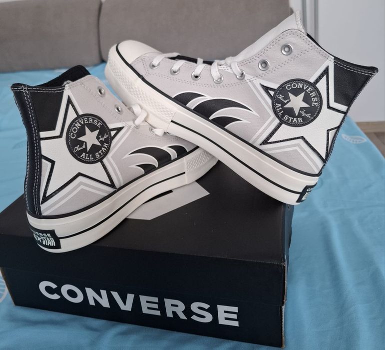 Teniși Converse Chuck Taylor All Star Lift Hi Racer gri și negru