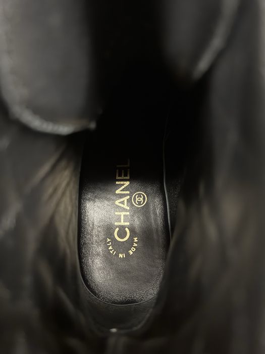 Chanel lace up black boots