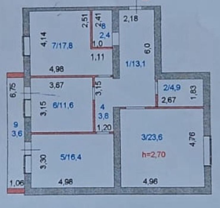 3 ком квартира в районе 1 школы