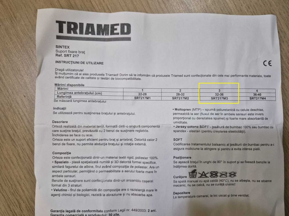 Orteza sustinere cot brat marime L (M3 32-36)