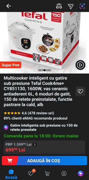 Vând TEFAL Cook4me+ nou, sigilat