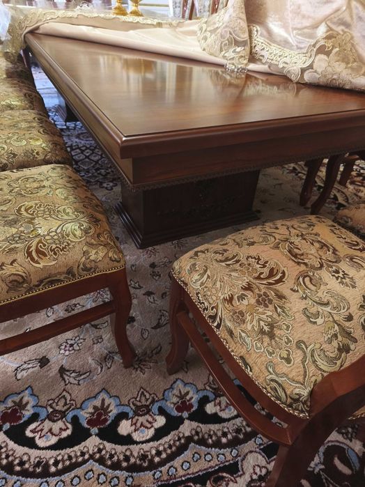 Стол стул для гостиной из дерева орех