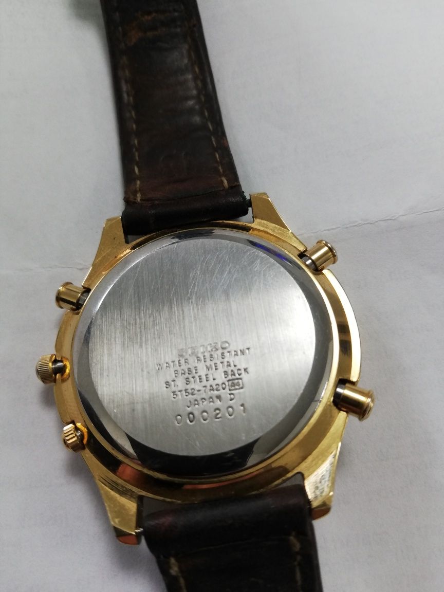 Ceas Barbatesc Seiko 5t52-7A20 Chronograph Alarm World Timer Gold Focsani •  