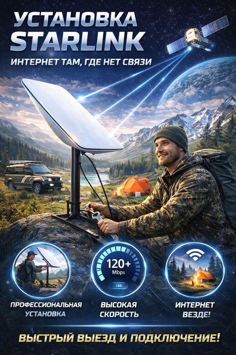 Установка видеонаблюдения и Starlink