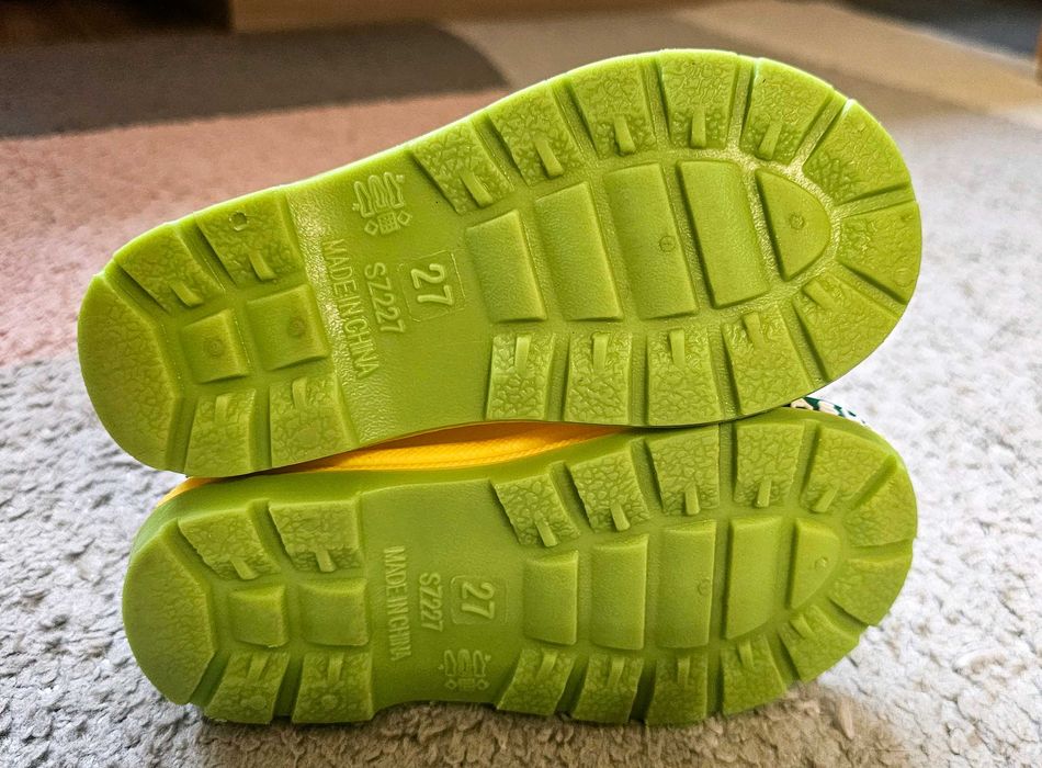 Детски гумени ботуши с динозавър, Жълт Цвят