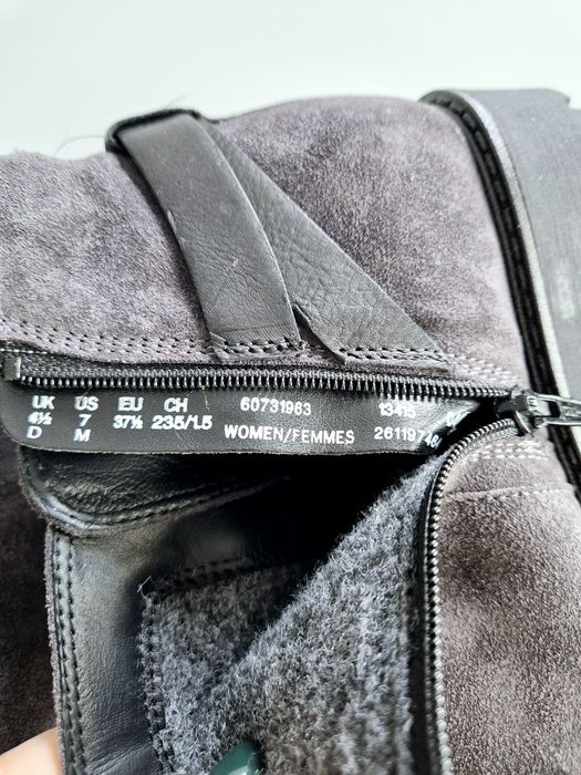 Ghete piele intoarsa gri marime 36