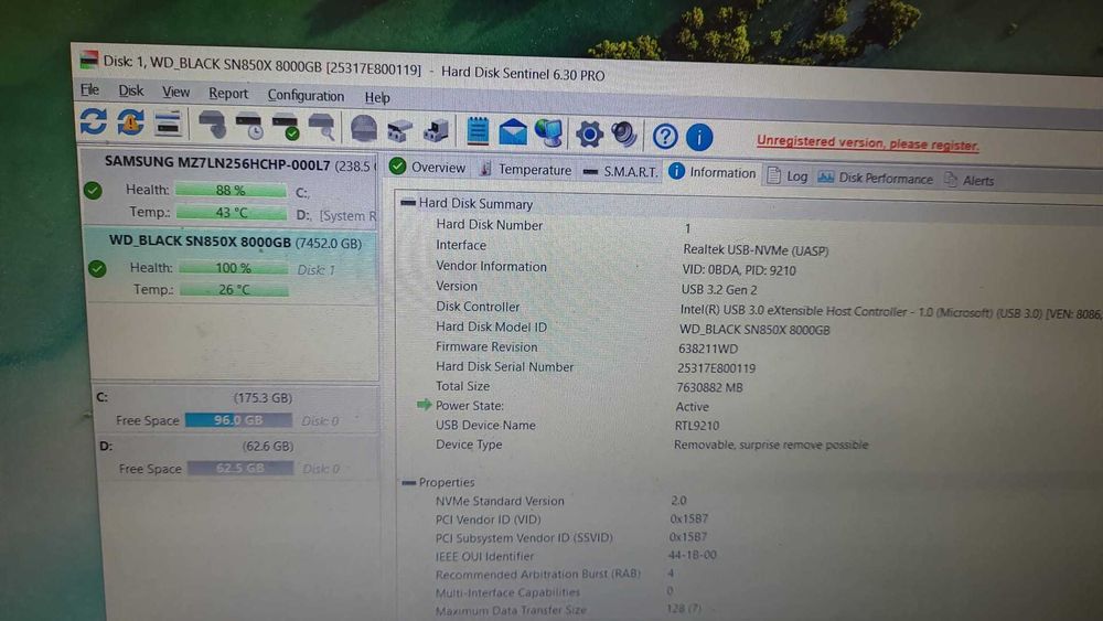 SSD WD Black SN850X de 8TB PCI Express 4.0-Nou, Garantie pana  in 2030