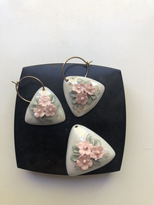 Набор фарфоровый серги и кулон