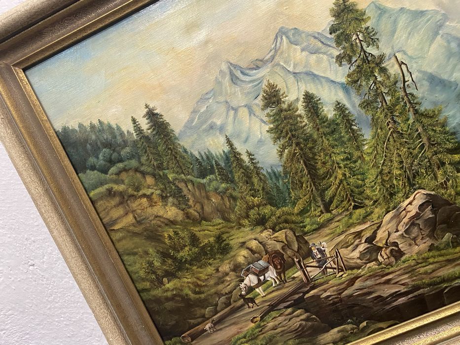 Маслена картина планински пейзаж Robert Demachy Франция 1914