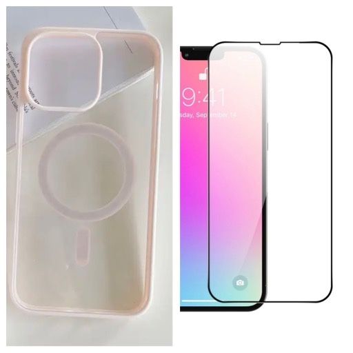 Husa Plastic Magsafe si Folie Sticla Iphone 14/15/16E/16/17/PLUS/PRO/MAX/AIR/17E