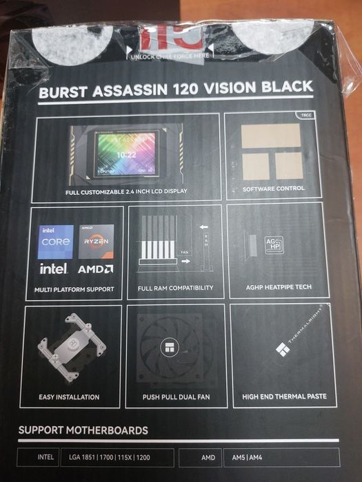 Okazie!Cooler procesor  120mm  cu display 2.4 inch customizabil ,negru ,Thermalright Burst Assasin 120 Vision ,open box,folosit,nu Progaming,1st playe