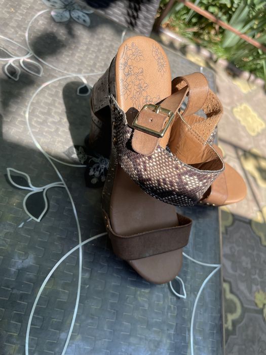 Sandale dama calitate premium maro-coniac desen zona calcaiului