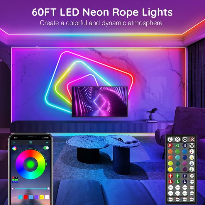 Banda Led Neon Smart RGB telecomanda 5 ,10 ,15 ,30  metri