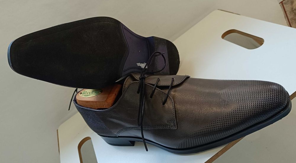Pantofi derby 40.5 41 cap toe brogue Texto piele naturala moale