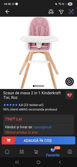 Scaun de masa pentru copii