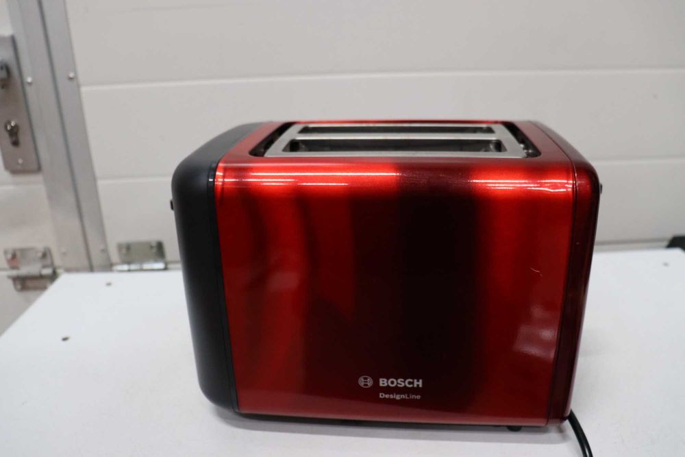 Тостер Bosch - TAT4P424, DesignLine, 970W, 6 степени, червен