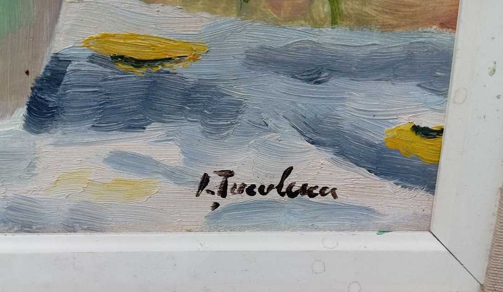 Tablou vechi - floare soarelui si maci - semnat I. Tuculescu