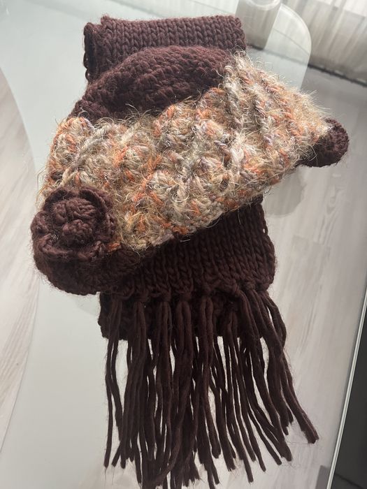 Ръчно плетени шал, шапка и лента + ПОДАРЪК 8 шалчета