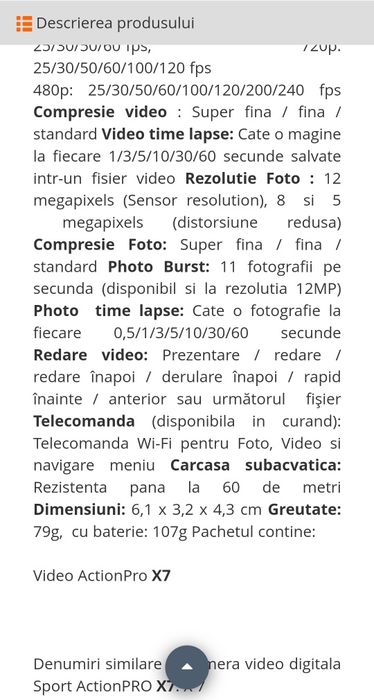 ActionPro X7 Camera Wifi Sport.