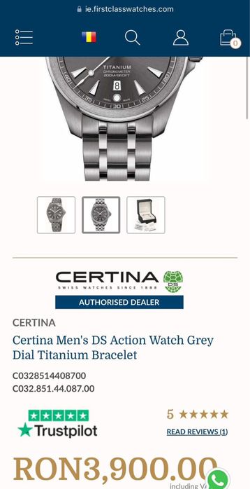 Certina Men's DS Action Watch Grey Dial Titanium ,din titan
