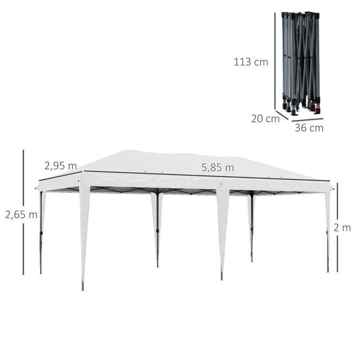 Сгъваема градинска шатра Outsunny, сгъваема, 5,9 м x 2,95 м x 2 м
