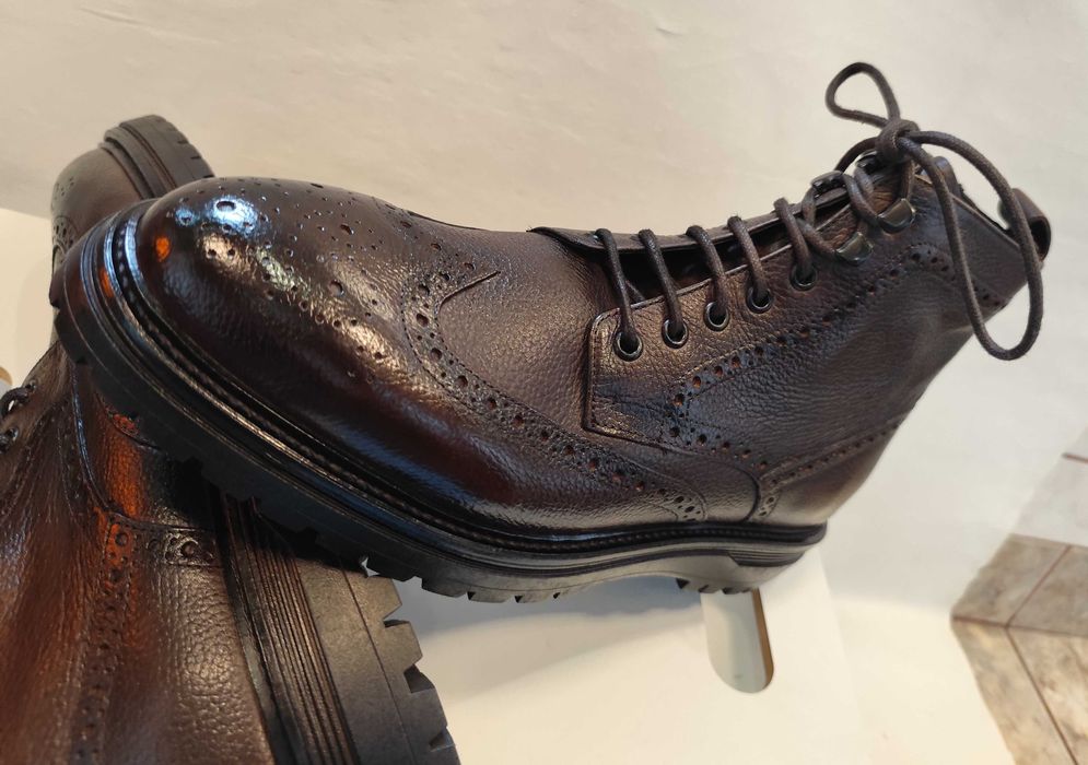 Ghete lace up 44 de lux Massimo Dutti NOI piele naturala moale maro