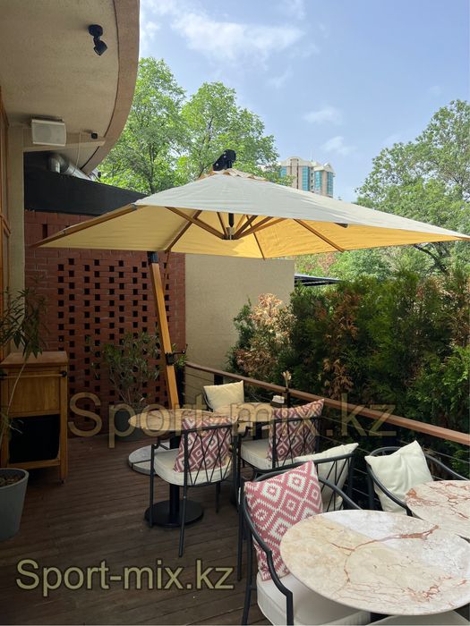 Зонт Wood Lux, 3х3м, квадратный, бежевый бордовый