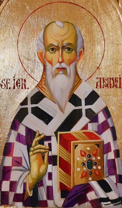 Sf. Ierarh Andrei Cretanul, icoana pictata, 20 x 30 cm, ornament