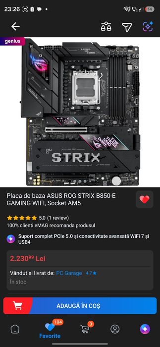 Placa de baza ASUS ROG STRIX B850-E GAMING WIFI, Socket AM5