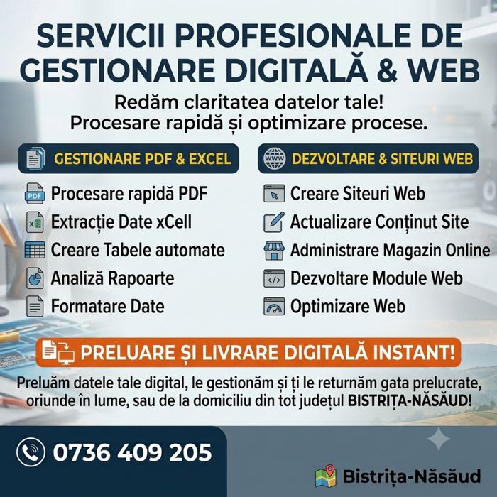 Servicii Digitalizare PDF, Excel, Introducere Date si Administrare Site-uri Web