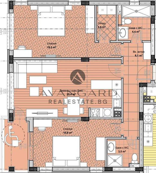 Продава се Тристаен апартамент в Пловдив, Остромила - 113 кв.м за 1152 €/кв.м - Снимка #3