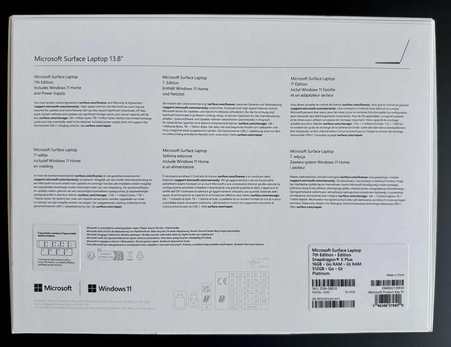 Microsoft Surface Laptop 13.8” X Plus 16GB 512GB Platinum Nou Sigilat