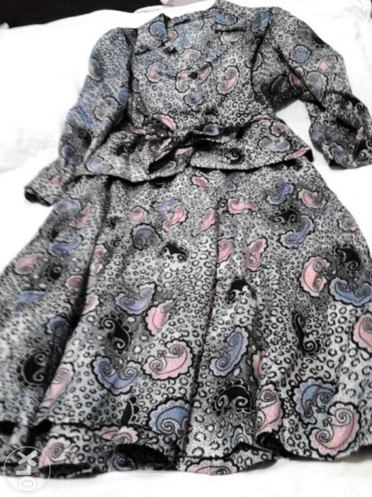 Deux piece retro vintage original matase nat- costumas 1970's