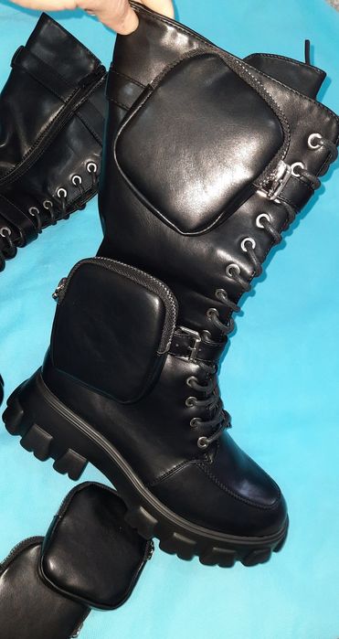 Ghete dama înalte ,negre ,mărimea (37 și 38)