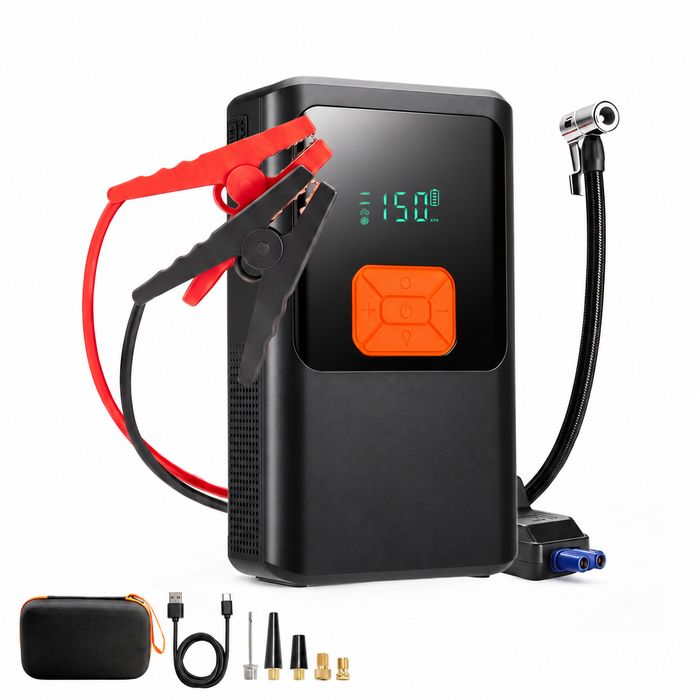 Starter auto 4000A cu compresor 150 PSI, 12V, 12000 mAh, pentru auto,