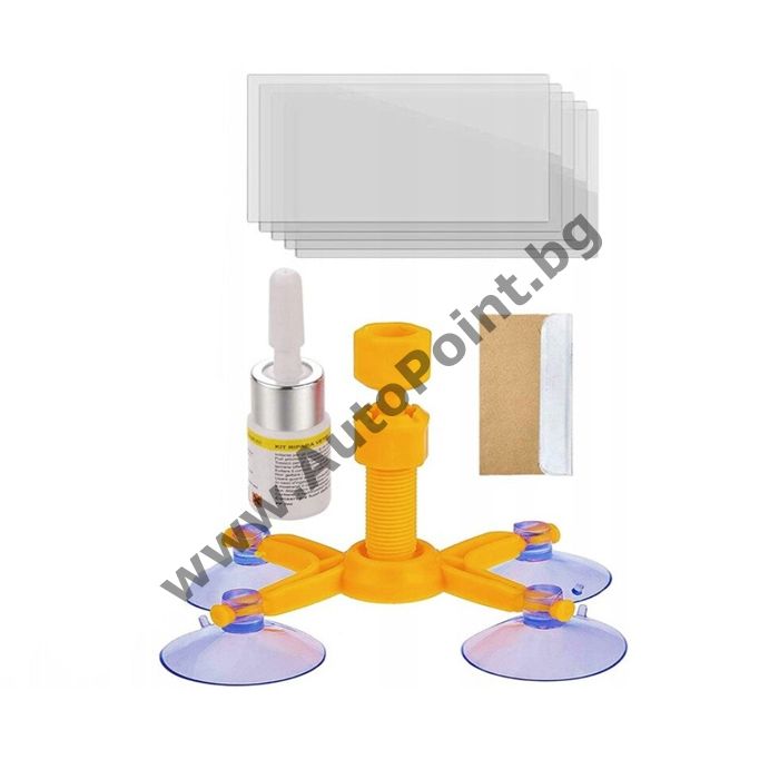 Ремонтен комплект лепило предно авто стъкло спукано пукнато счупено