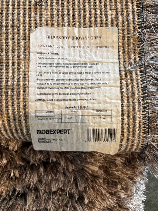 Carpete Rhapsody Brown/Grey, lână, Belgia– 80 × 240 cm