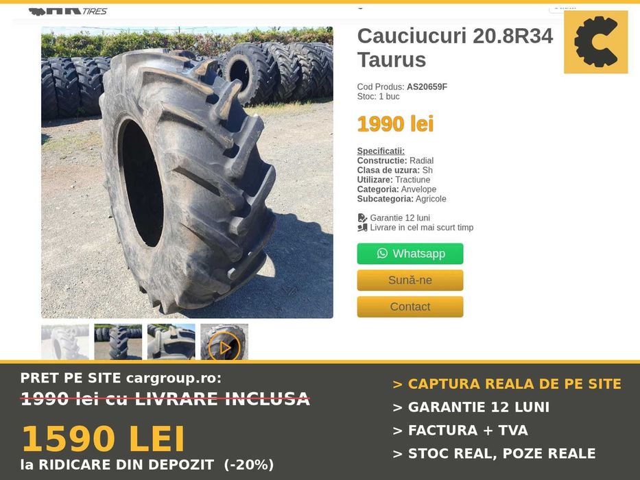 Cauciucuri 20.8R34 520/85R34 Taurus Anvelope Tractor Combina SH REDUS